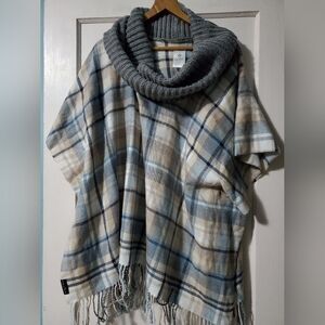 💖Fraas Plaid Cowl Neck Knit Plaid Poncho 💖🇩🇪
